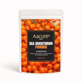Aacure Sea Buckthron Berry Powder |100+Cups| Himalayan Sea Buckthorn Dry Berry from Ladakh|100gms in Saudi Arabia