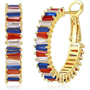 4th of July Earrings for Women - Patriotic American Flag Hoop Jewelry, Red White and Blue Outfits Accessories Gifts in Saudi Arabia