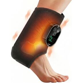 Wearable Ankle Massager with Heat & Vibration, Cordless Heated Ankle Wrap for Ankle and Foot Comfort, Adjustable Heat Levels, Rechargeable, Single, Black in Saudi Arabia
