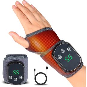 Rechargeable Cordless Wrist Heating Pad - Adjustable 5 Heat Levels & 3 Vibration Modes, Fits Left & Right Hands for Work, Travel, Exercise in Kuwait