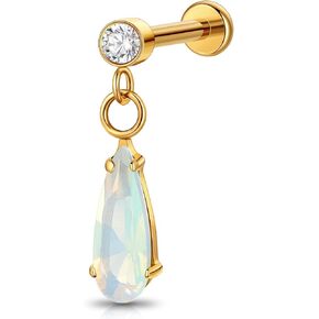 1PC ASTM F136 Titanium Push Pin Opal Flat Back Earrings 16G 8mm for Helix Conch Tragus in Saudi Arabia