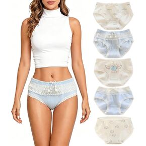 Cotton Underwear for Women 5Pack Cute Panties for Women Mid Waist Full Coverage Ladies Panties Kawaii Japanese Briefs in Saudi Arabia