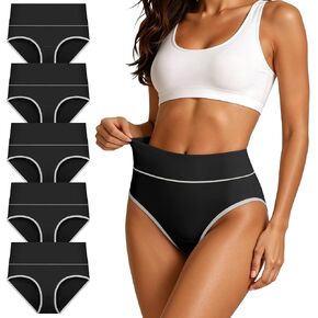 Cotton Underwear for Women High Waisted Briefs Stretch Soft Ladies Panties Full Coverage Underpants 5 Pack in Saudi Arabia