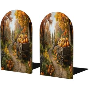 (2 PCS/1 Pairs) Wood Bookends, Maple Pumpkin Corn Harvest Decorative Wood Bookends for Shelves Kids Room Desk Home Office Book Stoppers for Holiding Books 5x3 Inch in Saudi Arabia