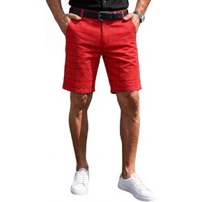 Mens Slim Fit Shorts Plaid Chino Golf Short Lightweight Skinny Casual Summer Plaid Pants for Men in Saudi Arabia