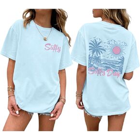 Beach Graphic Shirts for Teens Cute Hawaiian Shirts for Teen Girls Summer Tropical Salty Beachy Aesthetic Tee Tops in Kuwait