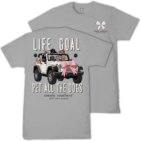 Simply Southern Life Goal - Pet All The Dogs - Off Road Vehicle - Pink Bow - Youth T-Shirt in Kuwait