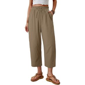 Magritta Women's Cropped Lounge Pants Lightweight Elastic Waist Pant with Pockets Summer Casual Loose Capri Trousers in Kuwait