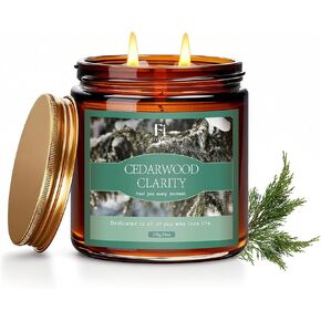 Cedarwood Scented Soy Candle 13oz, Clean Burning Jar Candle with Cotton Wick, Up to 76 Hour Burn, Woodsy Aromatherapy Candle for Relaxation & Focus, Housewarming Gift in Saudi Arabia