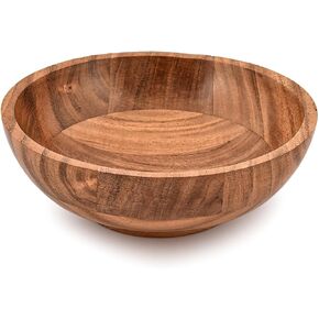 Kaizen Casa Hand Carved Acacia Wood Decorative Bowl – Rustic Farmhouse Living Room Decor, Wooden Centerpiece for Coffee Table, Entryway Console Table Accent, Brown (8"x 8"x 3") in Saudi Arabia