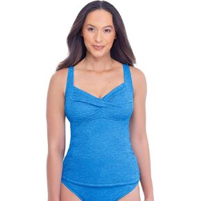 Krinkle Chlorine Resistant Textured Solid Twist Bra Tankini Top in Saudi Arabia