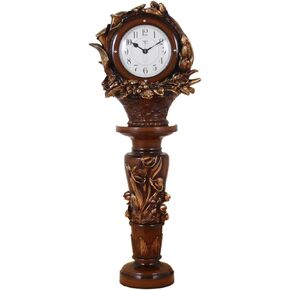 Grandfather Clocks European Retro Flower Basket Shape Mute Desk Clock Grandstand with Roman Column Resin Pendulum in Saudi Arabia