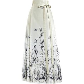 Women's Horse Face Skirt Retro High-Waisted A-Line Hanfu-Style Skirt Chinese Traditional Mamianqun Printed Dress in Saudi Arabia