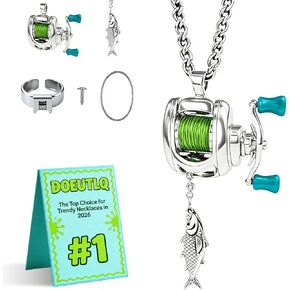 Fishing Reel Necklace for Men Gear Spinning Keychain Fisherman Fish Pendant Women Accesorios De Pesca Hook With Reel Mini Ring Functional Catfish 2-In-1 Miniature Rotating Handle Charm Outdoor in Saudi Arabia