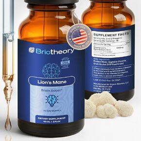 Organic Lions Mane Tincture Drops | Lion's Mane Liquid Herbal Supplement for Brain Support, Memory & Focus Drops | Sugar-Free, Vegan, Non-GMO – 60ml (30 Days Supply) in Saudi Arabia
