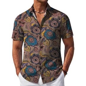 COOFANDY Mens Hawaiian Shirt Short Sleeve Button Down Beach Vacation Shirt Retro Summer Tropical Shirts in Saudi Arabia