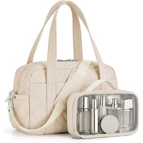 Percover Weekender Bag for Women, Ultra Lightweight Travel Duffle, Carry On Personal Item Overnight Bag with Toiletry Pouch & Compartments, Quilted Gym & Travel Bag, Camel Tan in Saudi Arabia