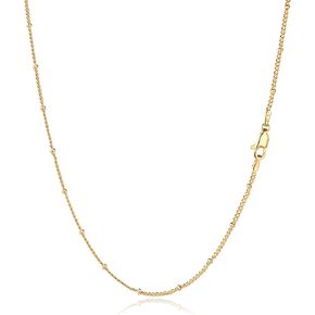 14K Gold Satellite Beaded Chain Necklace for Women, Dainty 1.5mm Ball Station Chain, 16-22 Inches, Hypoallergenic, Non-Tarnish, Cadenas de Oro 14K para Mujer in Saudi Arabia