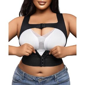 Plus-Size Open-Bust Posture Shaper Vest, X-Back Smoothing Panel, Wide Straps, Underarm Coverage in Saudi Arabia