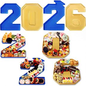 Tellingyou 4 Pcs 13.7" 2026 Charcuterie Numbers Fillable Graduation Disposable Mache Box Chocolate Candy Tray Grad Container Decoration(Blue,2026) in Kuwait