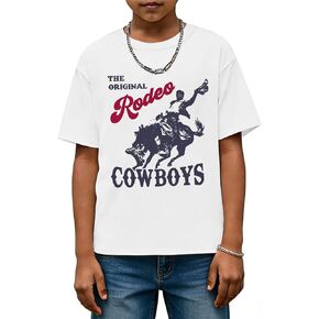 Fkatuzi Cowboy Shirts for Boys Rodeo Western Shirt Kids Country Concert T Shirt Vintage Graphic Tees Cotton Howdy Retro Tops in Saudi Arabia
