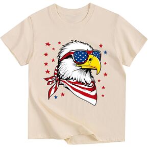 Kids 4th of July Shirts Graphic American Flag T-Shirt Cotton Short Sleeve Tees 3-13 Years in Saudi Arabia