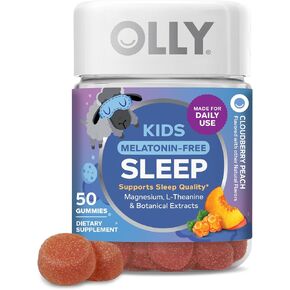 OLLY Kids Melatonin Free Sleep Gummy Supplement, Supports Sleep Quality,* Magnesium, L-Theanine, Lemon Balm, Cloudberry Peach Flavored, 25 Day Supply - 50 Count in Saudi Arabia