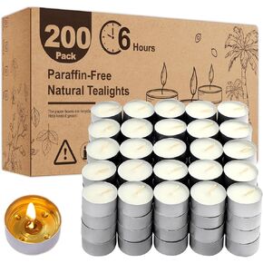 Unscented Tea Lights Candles 200 Pack,6 Hours Long Burning White Tea Candles Bulk,Non-Paraffin, Clean Burn, Smokeless, Palm Tealight Candles for Wedding,Centerpiece,Christmas Lights,Home Decor in Saudi Arabia