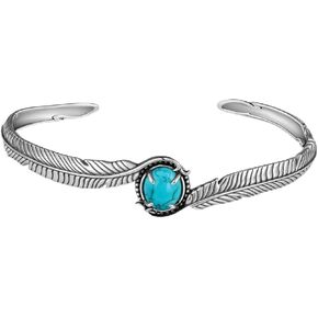Feather Turquoise Cuff Bracelet for Women, 925 Sterling Silver Genuine Natural Turquoise Western Style Adjustable Open Bangle, Vintage Oxidized Boho Turquoise Jewelry Gift for Women in Saudi Arabia