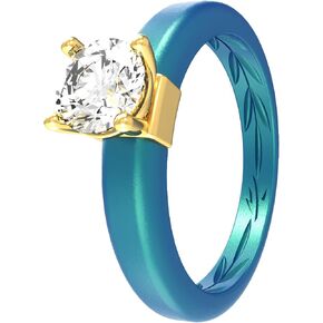 Silicone Ring with Stone - Round Cut Cubic Zirconia Solitaire Ring for Women - Rubber Wedding Bands - Breathable Sport Design in Saudi Arabia