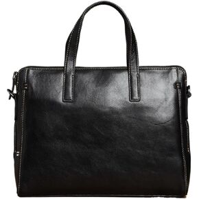 Briefcase Men Shoulder Handmade Genuine Leather Bag Black Laptop Business Bags Handbags Casual in Saudi Arabia