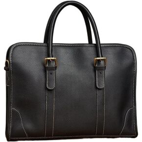 Business Briefcase Men Shoulder Handmade Genuine Leather Bag Black Laptop Business Bags Handbags Casual in Saudi Arabia
