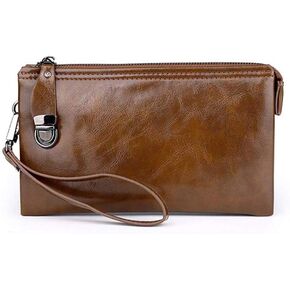 Brown Men's Handbag，Clutch Bag Organizer Purse Casual Business Phone Bag Size 23 X 14 X 3 Cm in Saudi Arabia