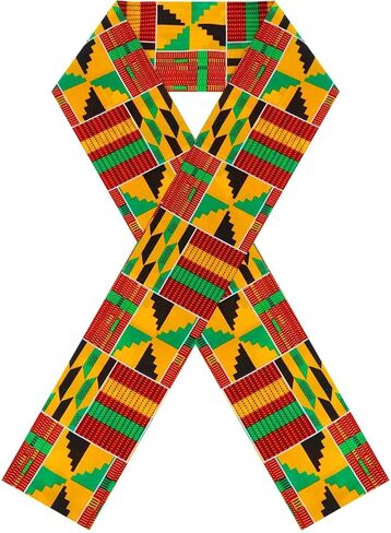 Kente Scarf Stole, 72 x 5.1 in African Print Scarf for Graduation, Choir, Black History Month & Events in Saudi Arabia