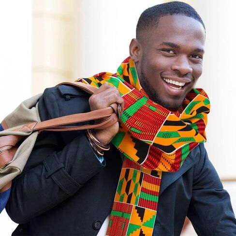 Kente Scarf Stole, 72 x 5.1 in African Print Scarf for Graduation, Choir, Black History Month & Events in Saudi Arabia