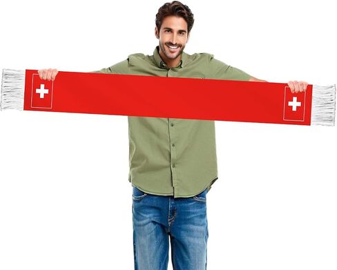 Switzerland Flag Scarf,60inch Swiss Banner Sports Fan Scarves,18×150cm Novel Souvenir For Team Game Party Parade in Saudi Arabia