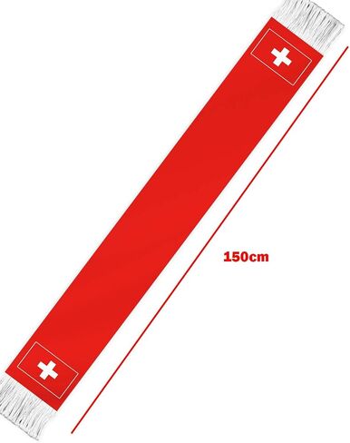 Switzerland Flag Scarf,60inch Swiss Banner Sports Fan Scarves,18×150cm Novel Souvenir For Team Game Party Parade in Saudi Arabia