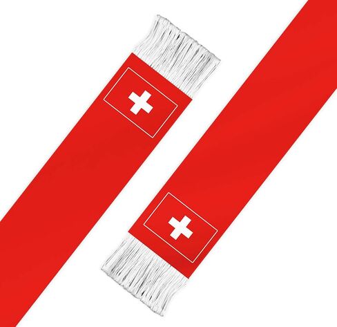 Switzerland Flag Scarf,60inch Swiss Banner Sports Fan Scarves,18×150cm Novel Souvenir For Team Game Party Parade in Saudi Arabia