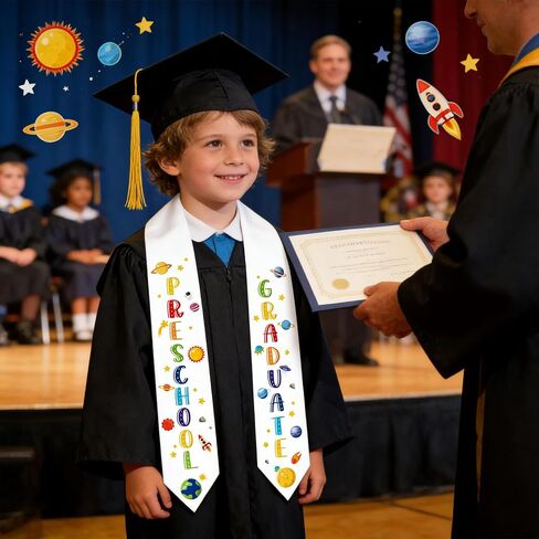 Kindergarten Preschool Graduation Stole - Class of 2026 Graduation Sash for Kids Space Grad Stoles Sashes Gifts for Girls Boys Unisex Graduates Party Decoration 30 Inch in Saudi Arabia