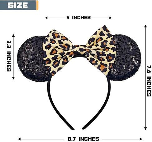 Cheetah Mouse Ears Headband for Women, Leopard Princess Ears Hair Accessory for Kids and Adults in Kuwait