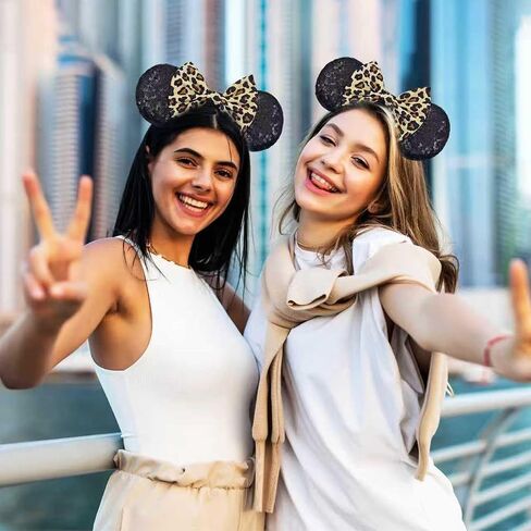 Cheetah Mouse Ears Headband for Women, Leopard Princess Ears Hair Accessory for Kids and Adults in Kuwait