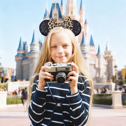 Cheetah Mouse Ears Headband for Women, Leopard Princess Ears Hair Accessory for Kids and Adults in Kuwait