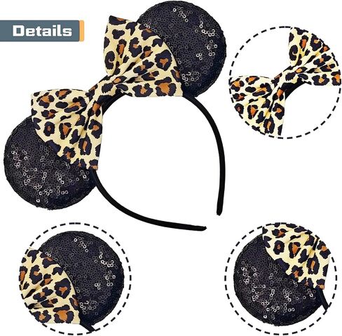 Cheetah Mouse Ears Headband for Women, Leopard Princess Ears Hair Accessory for Kids and Adults in Kuwait