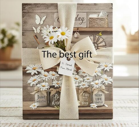 Farmhouse Bathroom Canvas Wall Art,Rustic Bathroom Poster Prints.Vintage Country Daisy Butterfly Painting,Retro Inspirational Quotes Picture Home Wall Decor 12x16in Framed in Saudi Arabia