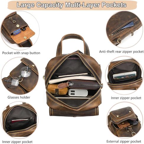 Men's Full-grain Leather Sling Bag - Crossbody Chest Bag with Multiple Zipper Pockets for Travel, Commute & Outdoor in Saudi Arabia