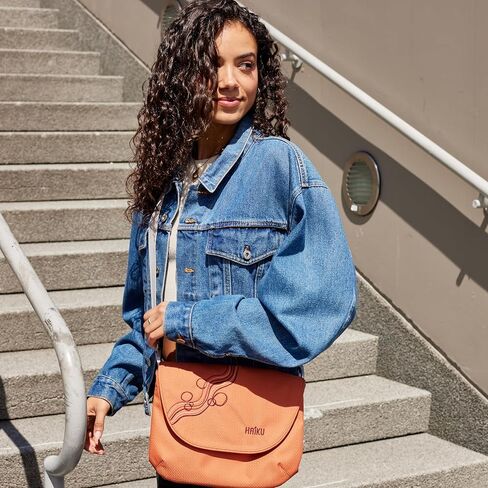 HAIKU Bliss Eco-Friendly RFID Blocking Travel Crossbody Saddle Bag, Rustic Clay in Saudi Arabia