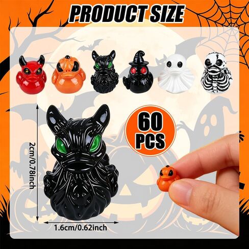 60Pcs Halloween Mini Resin Ducks, Miniature Resin Duck Figures Novelty Halloween Party Favors Gift Decoration(6 Style in Kuwait