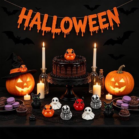 60Pcs Halloween Mini Resin Ducks, Miniature Resin Duck Figures Novelty Halloween Party Favors Gift Decoration(6 Style in Kuwait
