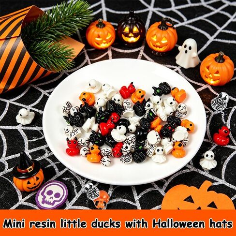 60Pcs Halloween Mini Resin Ducks, Miniature Resin Duck Figures Novelty Halloween Party Favors Gift Decoration(6 Style in Kuwait