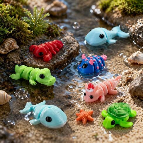 YOUlDIANZI 60 Pcs Mini 3D Printed Animal Set, Articulated Flexible Cute Animal for Christmas, New Year, Birthday Gifts in Saudi Arabia